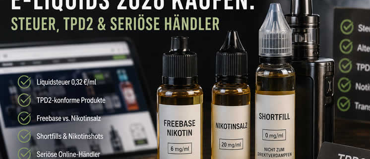 E-Liquids 2026: Liquidsteuer, TPD2, Nikotinformen