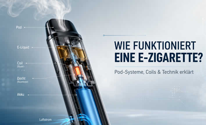 Wie funktioniert eine E-Zigarette? Pod-Systeme, Coils & Technik erklärt