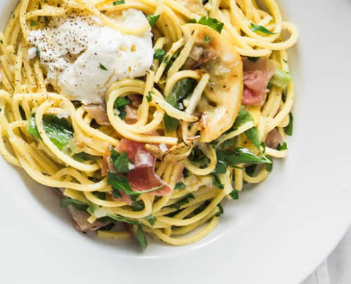 Rezept Eintopf mit Spaghetti Tomaten und Spinat
