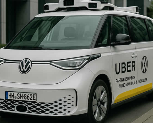 Volkswagen und Uber starten Partnerschaft für autonome E-Fahrzeuge Volkswagen und Uber starten Partnerschaft für autonome E-Fahrzeuge