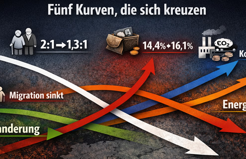 Deutschland 2025: Fünf demografische und fiskalische Kurven die sich kreuzen